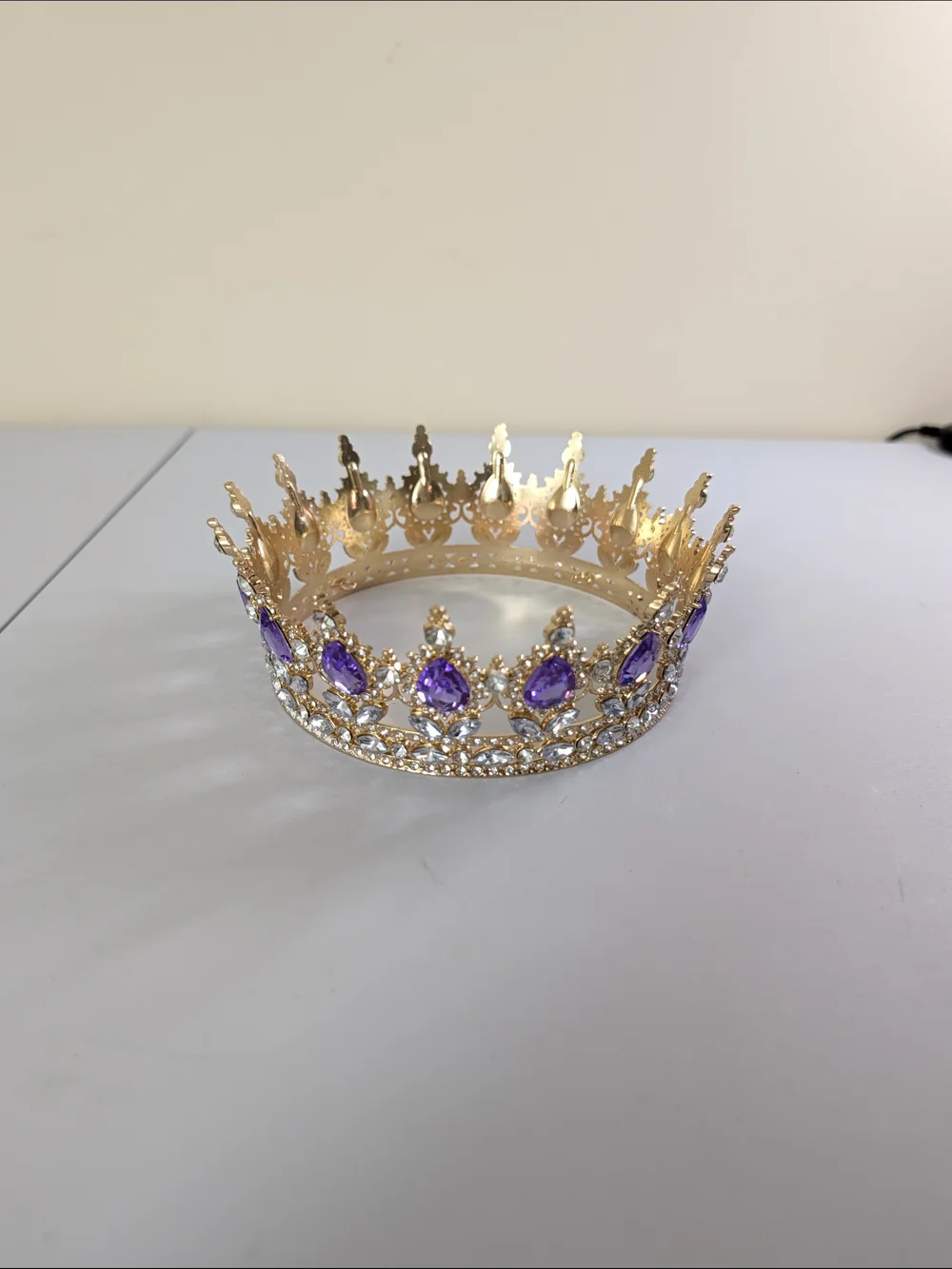 Gold and Purple Jeweled Crown Tiara - Women Accessories